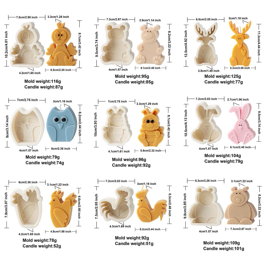 Красивая глиняная силиконовая форма, формы для украшений, формы для статуй в форме мультяшных животных, силиконовая форма для свечей, идеально подходящая для рукоделия