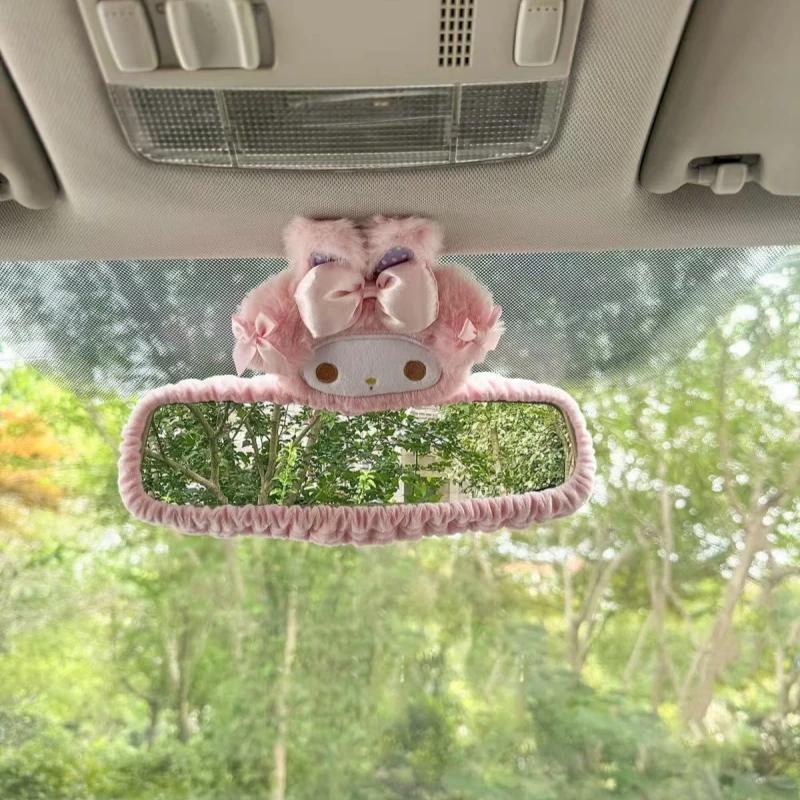 Carton My Melody Car Rearview Mirror Cover Cartoon Doll Cute Auto Interior Rearview Mirror Case Decor Accessories Women