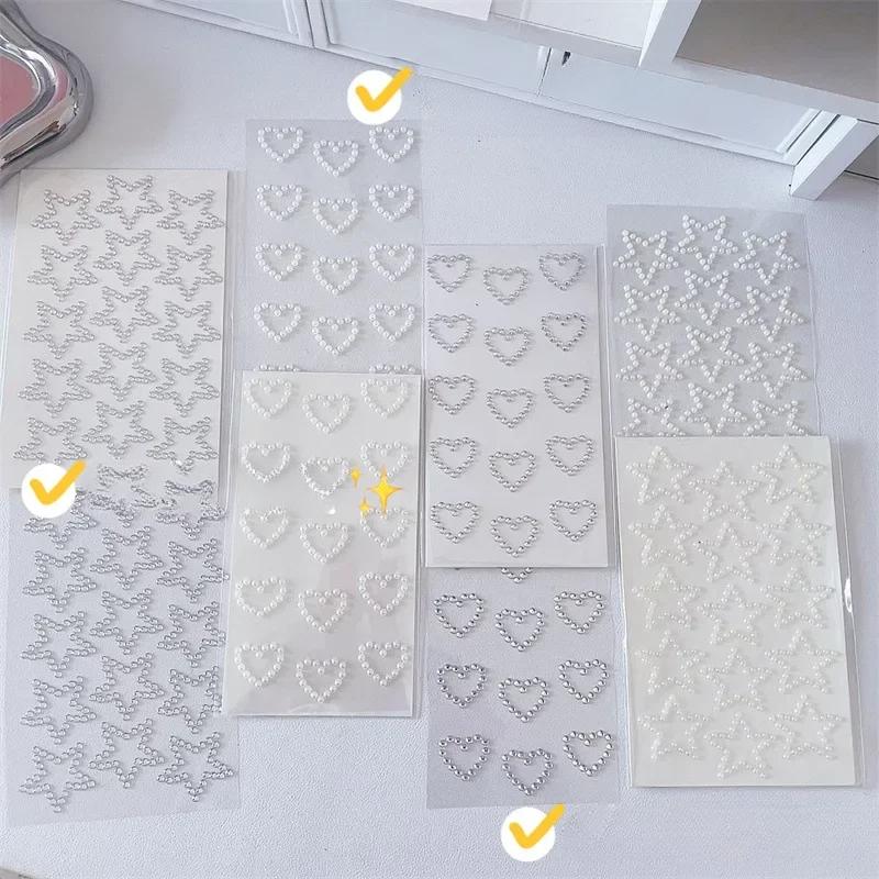 3D Звезда Сердцевидные Жемчуг Кристалл Наклейки Дети DIY Самоклеящиеся Украшения Поделки Блестящие Стразы Канцелярские Наклейки Девочки