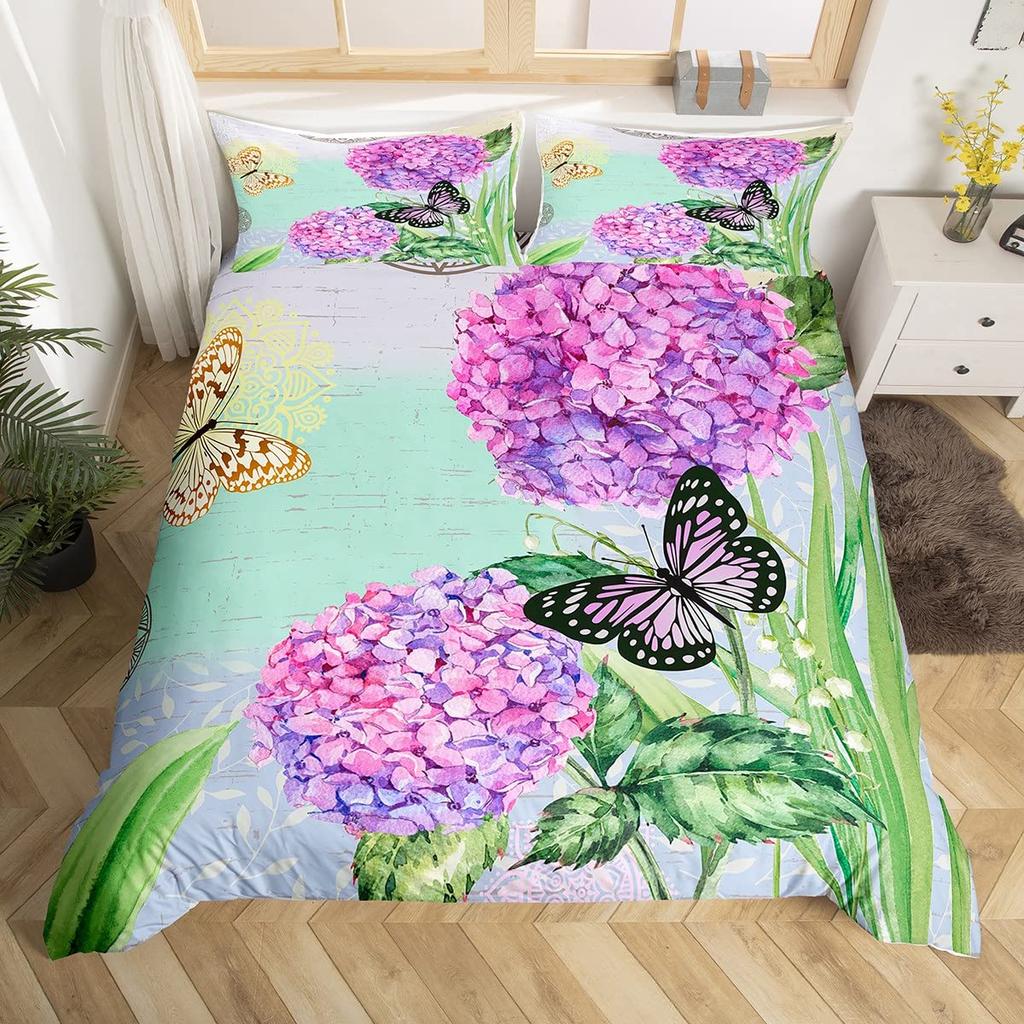 Пододеяльник с бабочками и цветами, комплект постельного белья с изображением животных и девочек, романтический комплект постельного белья с изображением садовых цветов из микрофибры