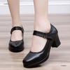 Medium Heel Cheongsam Catwalk Shoes Round Head Thick Heel Women's Professional Work Shoes Beef Tendon Sole Single Shoes Mother