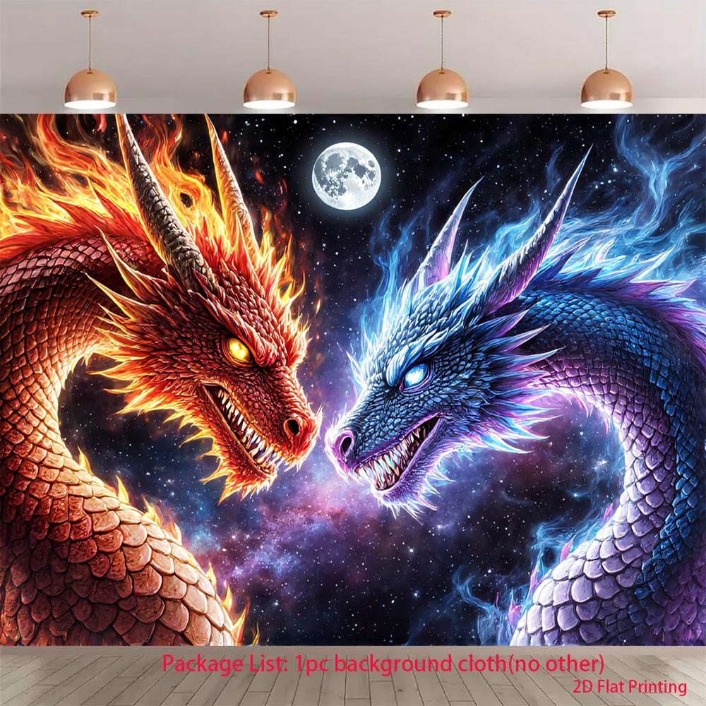 2D flat Ssangyong wrapped stunning image background cloth suitable for holiday parties and indoor events polyester