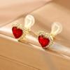 2024 новые модные серьги-клипсы со стразами и сердцем без пирсинга для женщин, серьги с имитацией хрусталя