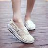 Модная женская сетчатая обувь осень новая повседневная парусиновая обувь на толстой подошве на шнуровке сетчатая дышащая увеличивающая рост белая обувь одинарная обувь