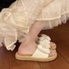 Flat-bottomed Bow Slippers Women's Summer Outer Wear 2025 New High-end Soft Bottom Non-slip Fashionable Versatile One-word Sandals