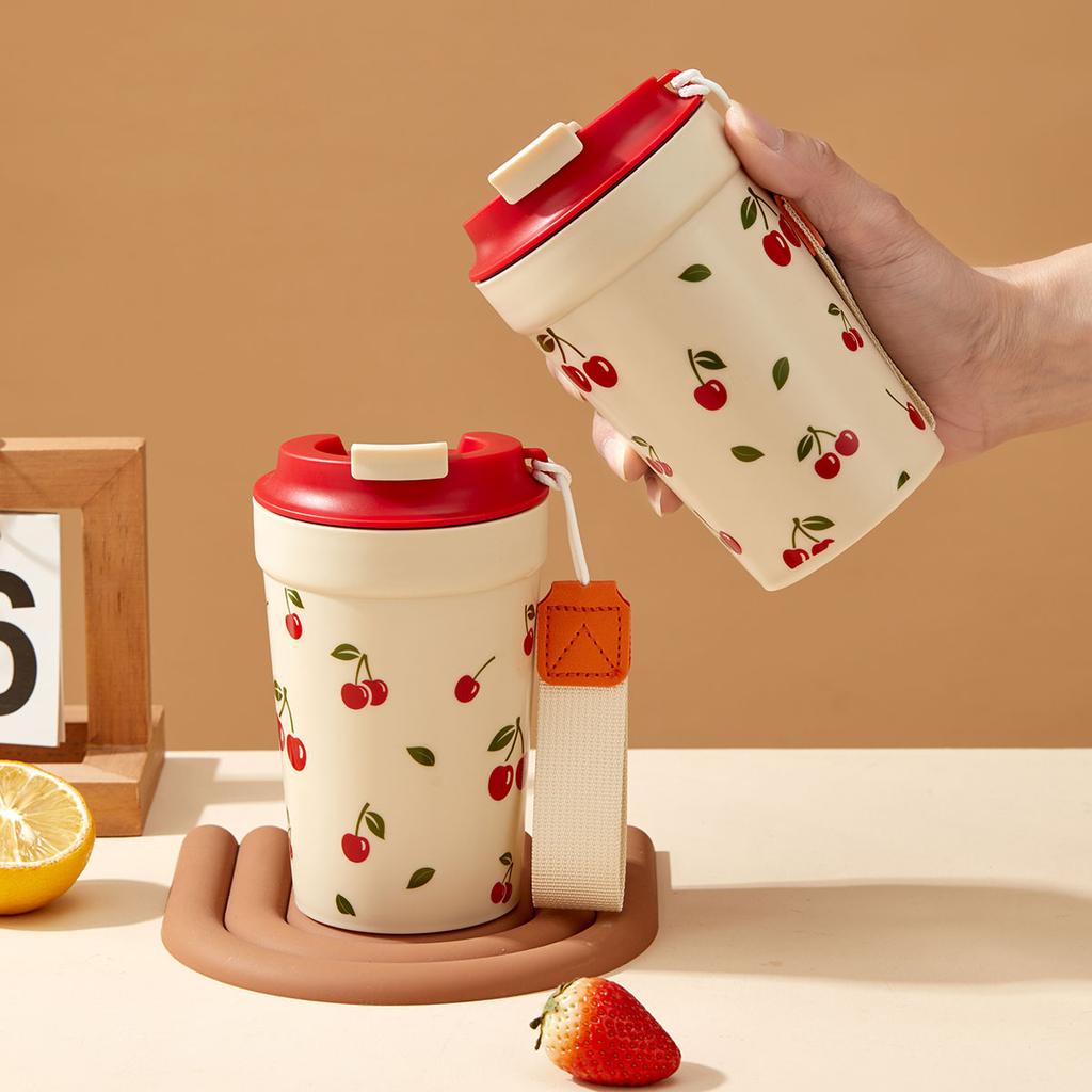 350/400Ml Portable Plastic Water Cup Tumbler With Nylon Rope Leak Proof Heat-Resistant Milk Coffee Mug Kid Student Drinking Cup