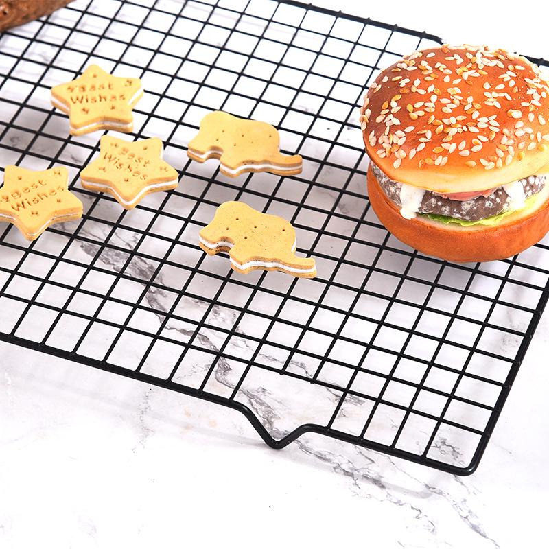 Carbon Steel Wire Grid Cooling Rack Black Single Layer Non-Stick Baking Shelf Bread BBQ Holder Kitchen Accessories