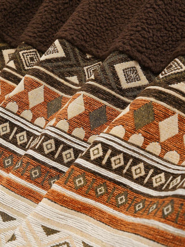 ZAFUL Мужская куртка из флиса с этническим ацтекским геометрическим принтом, застежкой-молнией и воротником-стойкой