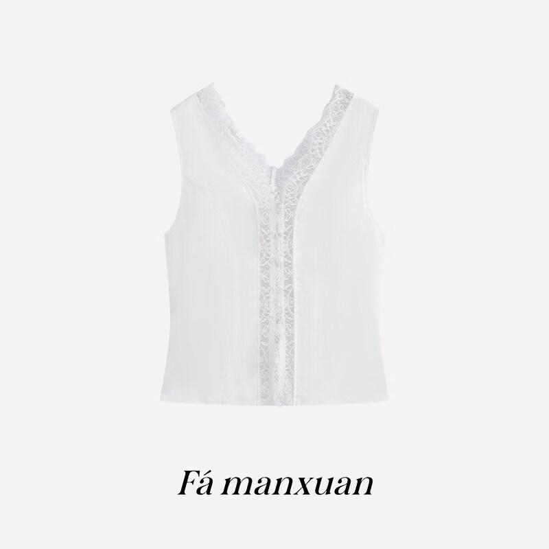 Жилет FAMANXUAN из лиоцелла и льна с пэчворком из французского кружева