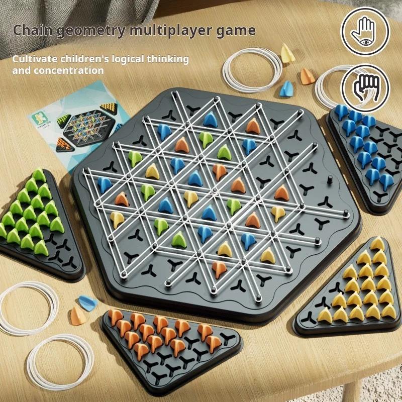 Цепочка Треугольник Шахматная Игра Triggle Игра с Резинками Образовательная Интерактивная Игра Боевой Набор Для Семейной Вечеринки Подарок