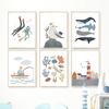 Sailboat Lighthouse Whale Seagull Shell Diver Wall Art Canvas Painting Nordic Posters And Prints Wall Pictures Kids Room Decor