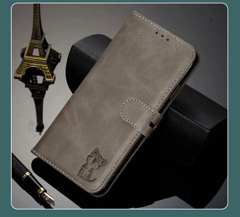 Pixel6 Google Card Wallet Phone Case Sony Flip Xperia1 Embossed Happy Cat Leather Case - Ideal for Protecting Your Phone In Style!