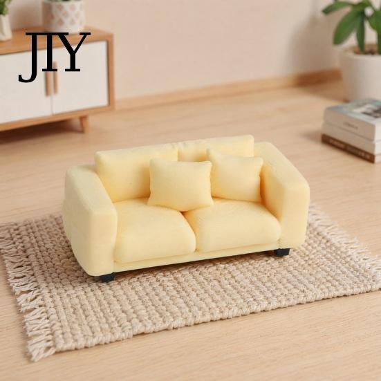 Miniature Upholstery Furniture Couch, Tiny 2-Seater Realistic Mini Loveseat Couch for Dolls 1/12 Scale Doll Mansion Living Room