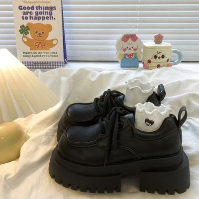 Ретро толстая подошва с юбкой одинарные туфли женские на шнуровке маленькие кожаные туфли женские весенние и осенние модные женские летние дышащие туфли