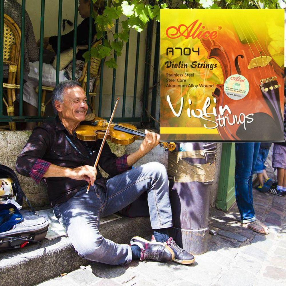 1 Набор Стальной сердечник Цинк Цинк-сплав A704 Струны для скрипки 4/4 3/4 1/2 1/4 1/8 Струны для скрипки Струны Alice Концерт