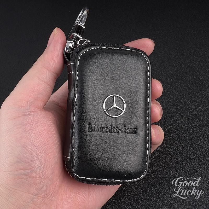 Leather Car Key Case Key Wallet Zipper For Mercedes Benz A C E S G Class GLC CLE GLB GLS W177 W213 Auto Interior Accessorie VF6