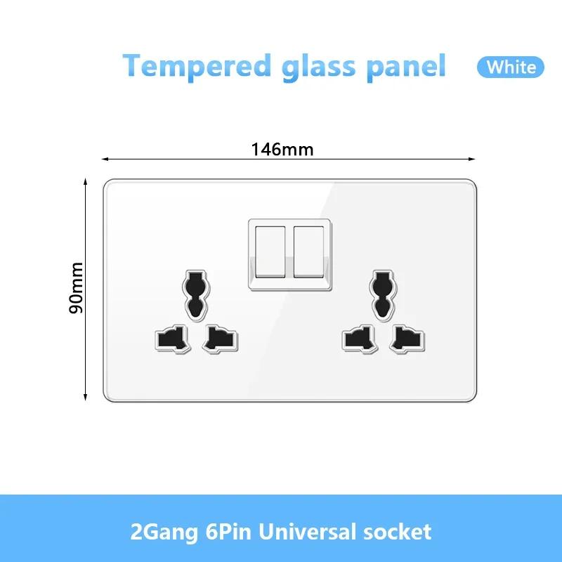 Стандарт Великобритании настенный светодиодный выключатель 2-позиционный розетка питания, 18 Вт быстрая зарядка универсальная двойная 3-контактная вилка USB Type-C стеклянная розетка