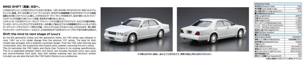 Aoshima Bunka Kyozaisha The Model Car Series Nissan Y32 Gran Turismo Altima 1992 Пластиковая модель 1/24 № 92 Cedric/Gloria