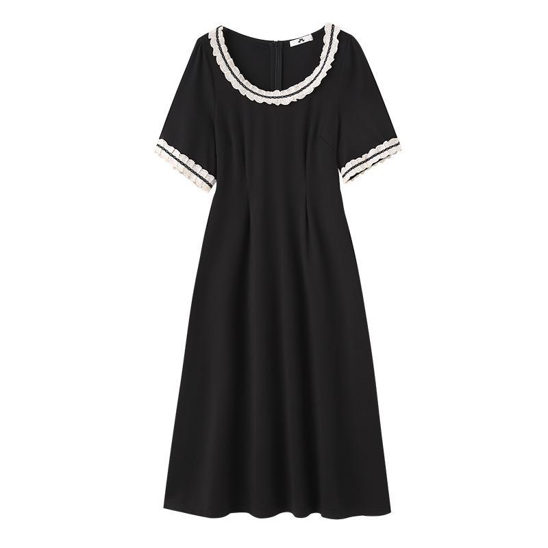 This Summer's New Plus-size Women's Lace Collar Short-sleeved Dress Makes You Look Slimmer