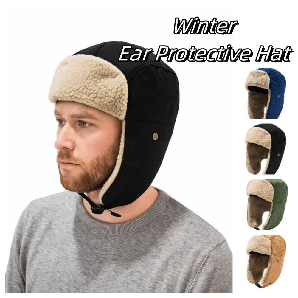 Fleece Ear Protective Hat Thickened Earflap Hat Simple Lei Feng Cap Men