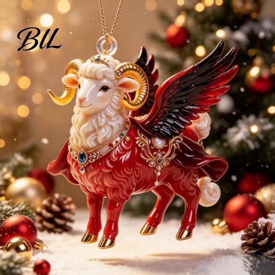 Seasonal Gift for Friends Goat Christmas Tree Pendant, Durable Acrylic Hanging Ornament, Not Easy Ornament to Fade Decorative Charms Holiday