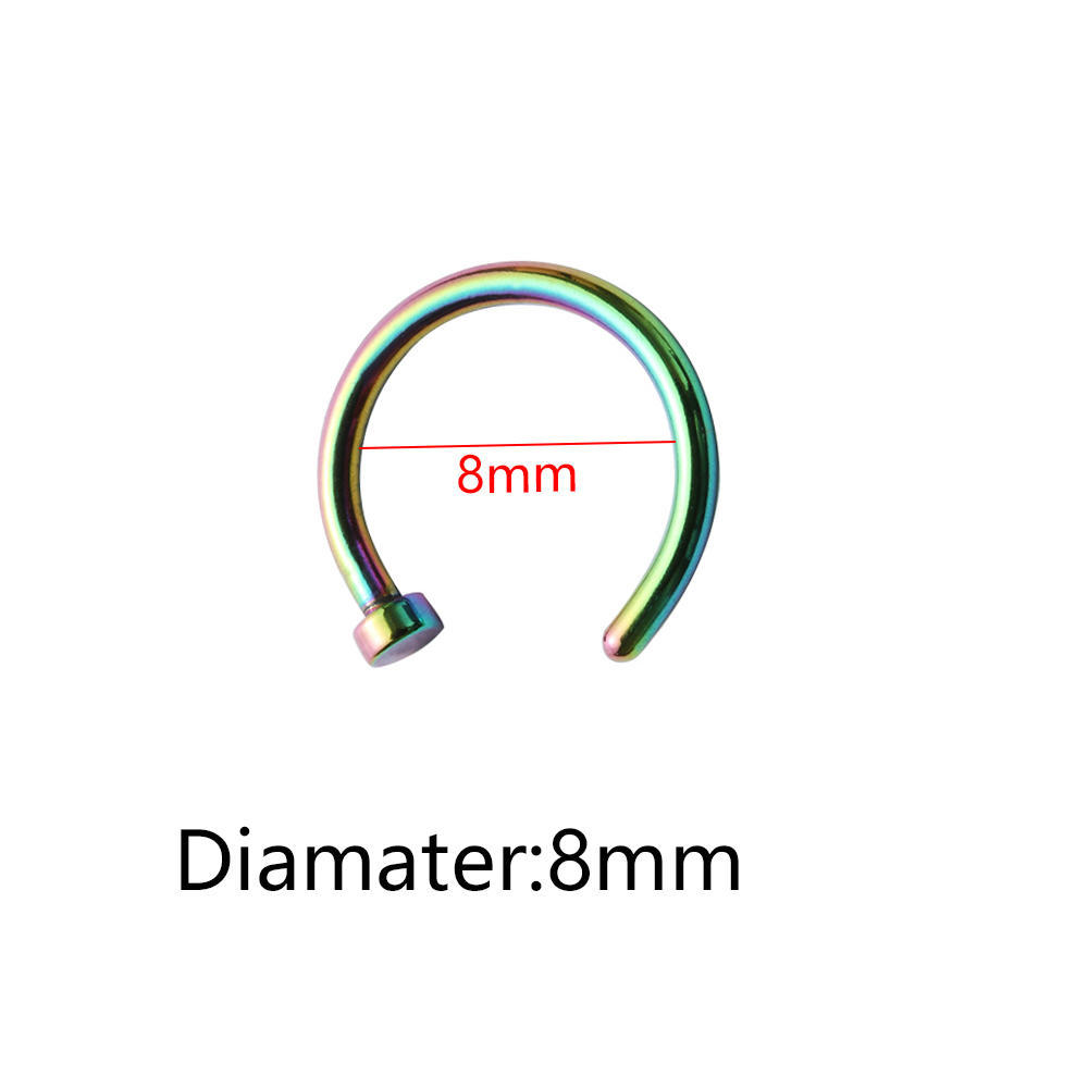 3/5/10PCS 8mm Fake Hoop Clip On Nose Ring Body Jewelry Non Piercing Nostril Hoop