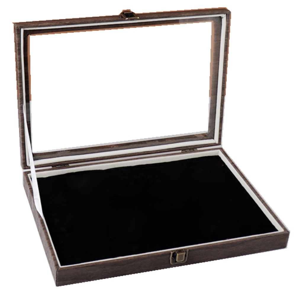 High-Capacity Badge Storage Box With Transparent Glass Cover New Wood Medal Display Case Chest Pin Display Box Jewelry Case
