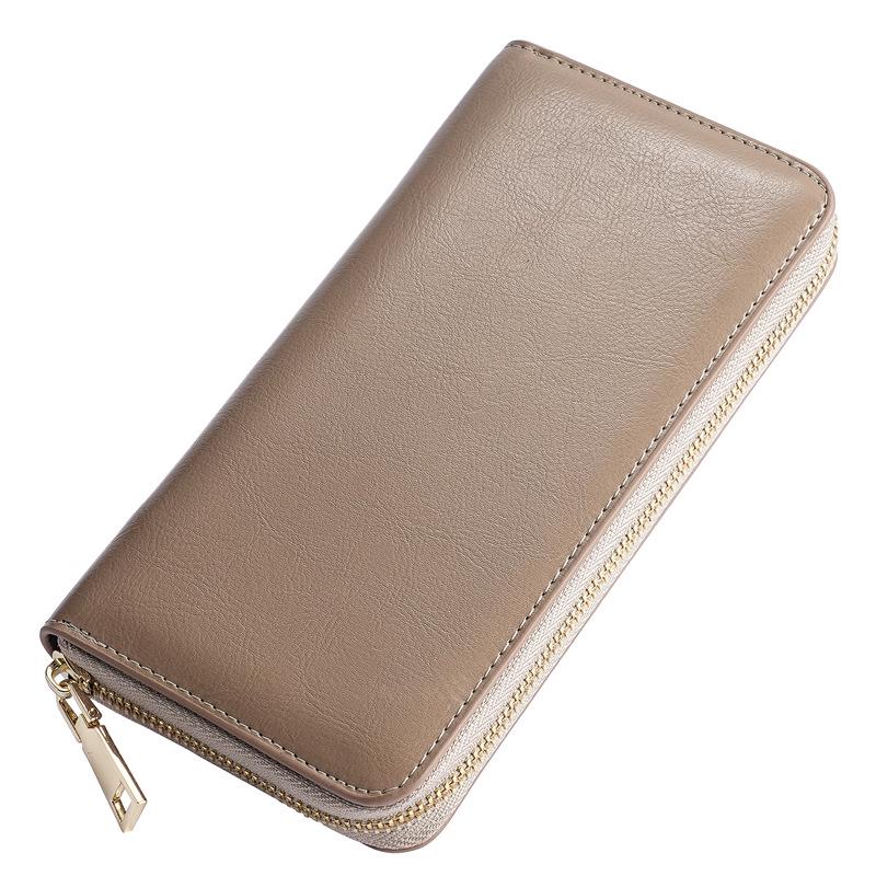 Unisex Oil Wax Cowhide Leather Wallet: Long Zip Design, Bestseller In Japan