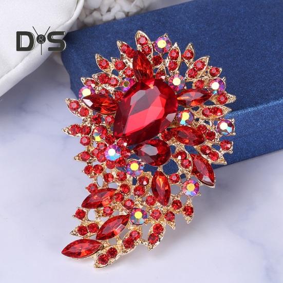 Vintage Crystal Brooch Anti-oxidation Anti-rust Alloy Lapel Pin Chic Colorful Crafted Pin Gift for Her