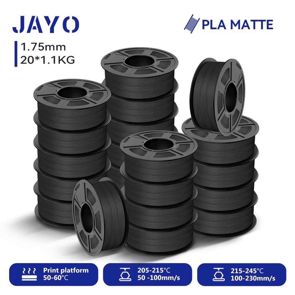 JAYO 20 Rolls 3D PLA Matte Printer Filament 1.75mm Neatly Wound PLA Filament with Matte Finish Print with 99% FDM 3D Printer