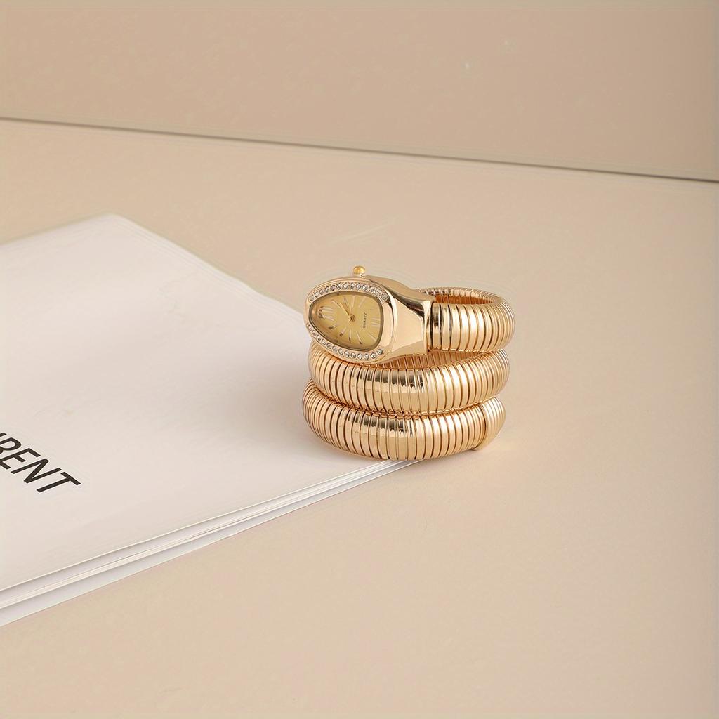 Elegant Women's Snake Shaped Watch, Alloy Band, Multiple Dial Colors, Casual Daily Wear, Stylish Ladies' Accessory