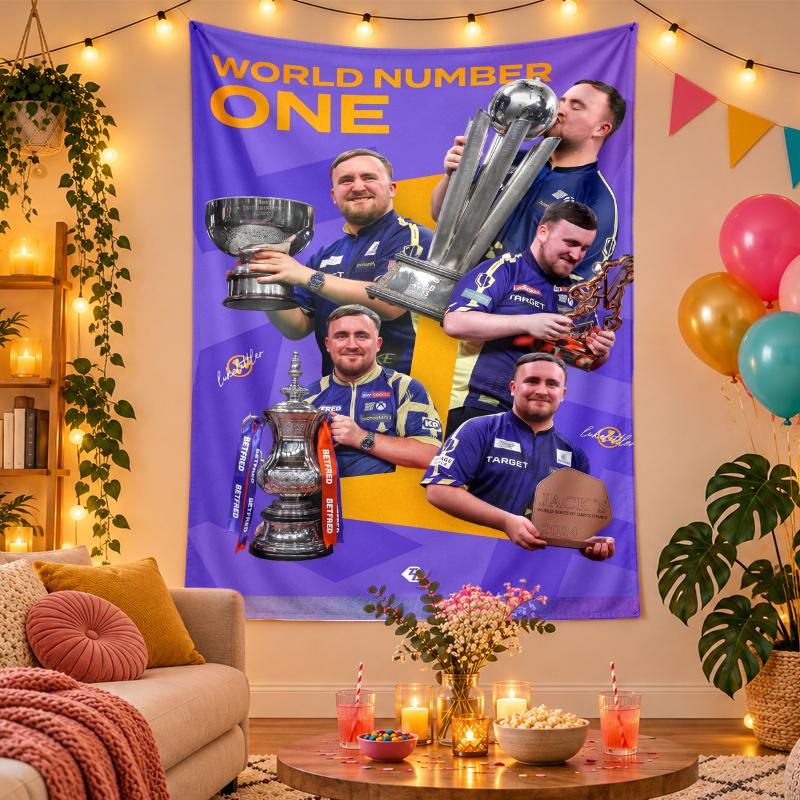 Polyester Wall Tapestry with Luke Littler Design, Decorative Hanging for Bedroom Living Room Dorm