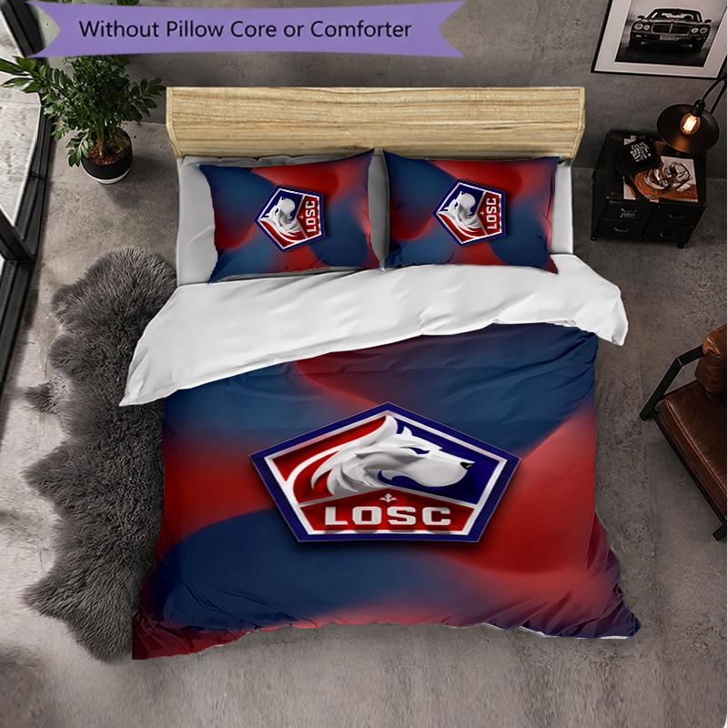LOSC Lille FC Themed Bedding 3Pcs Duvet Cover Set Decorative Bed Linen For Teen Room Home Decoration