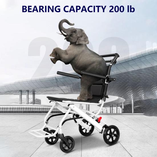 Transport Wheelchair Portable Transit Travel Wheelchair, Folding Wheelchairs for Adults and Seniors Support 180lbs, Narrow Doorways Wheel Chair,