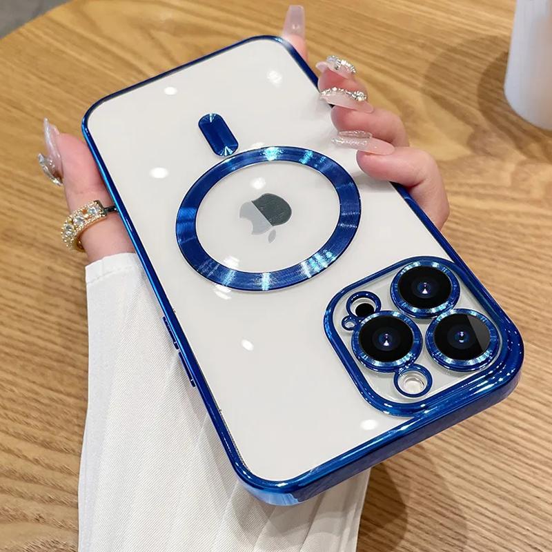 Для iPhone 16 15 Pro Max Роскошный беспроводной зарядный чехол Magsafe для iPhone 14 Plus 13 12 11 Pro Max Мягкий силиконовый прозрачный чехол