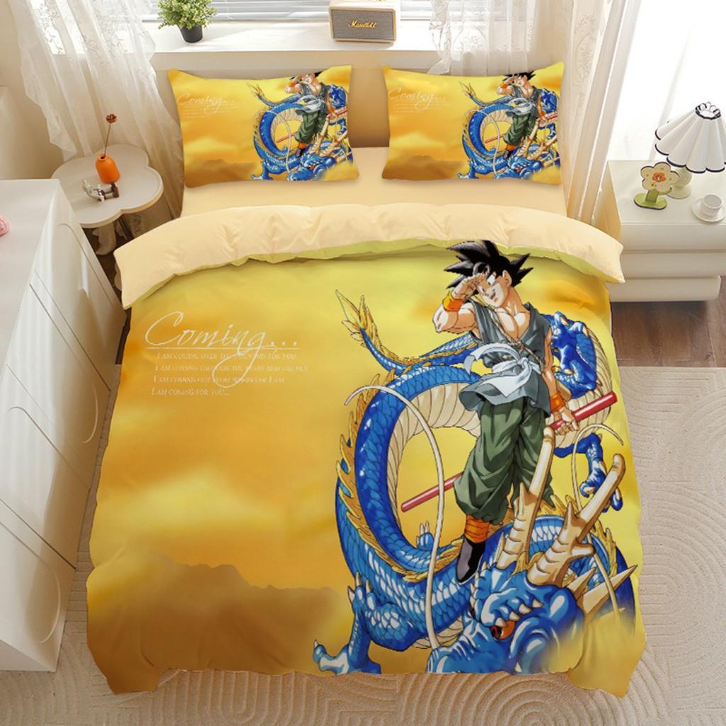 Japanese Anime Dragon Ball Bedding Set Goku Super Saiyan Duvet Cover Pillowcase 2/3pcs 3D Prints for Teens Quilt Cover