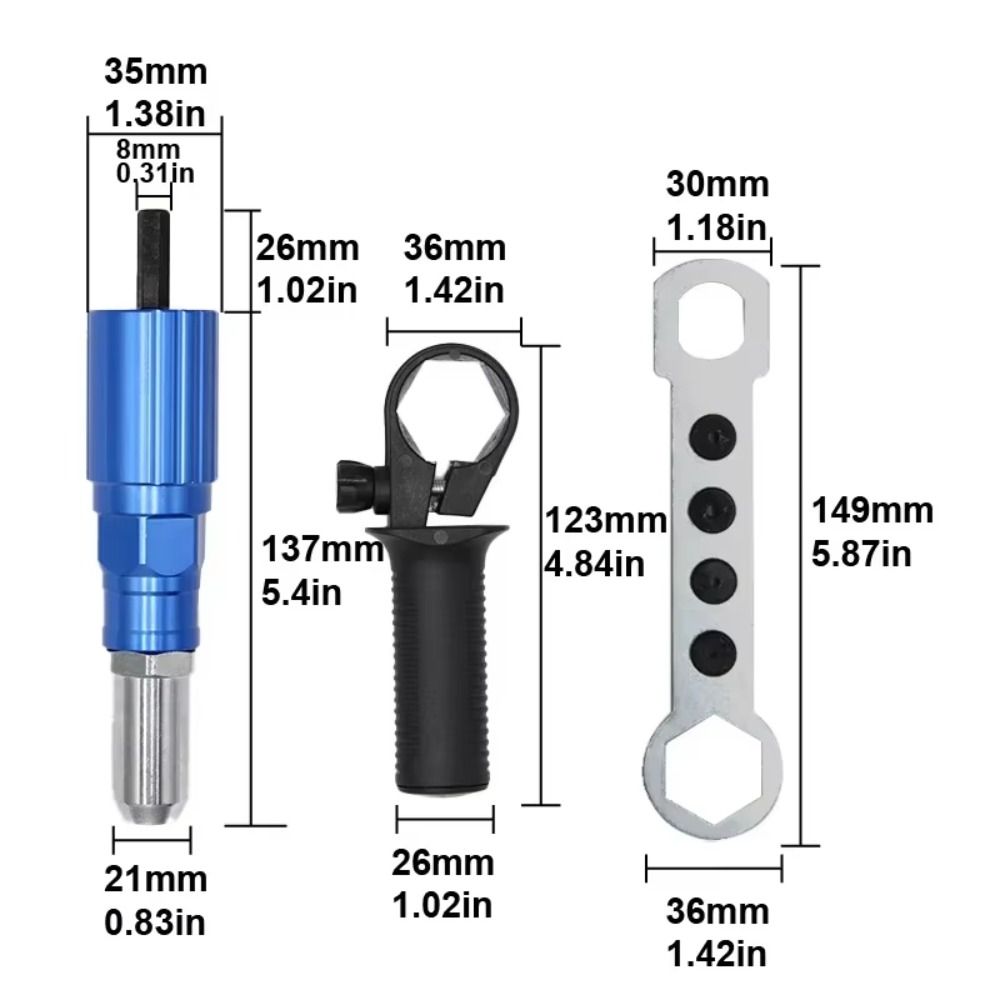 2.4mm-4.8mm Electric Rivet Stapler Drill Adapter Pull Rivet Tool Insert Nut Tool Professional Use