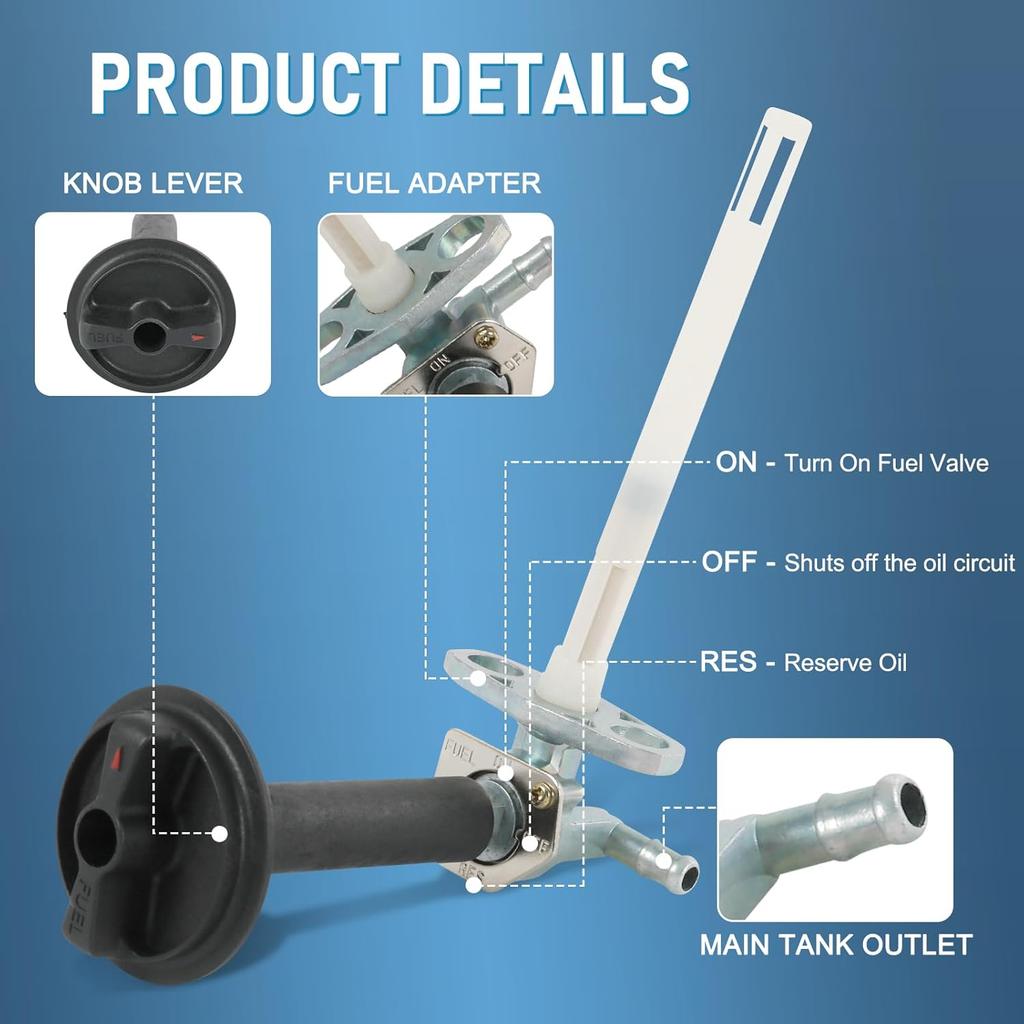 Fuel Valve Petcock Tank Switch Compatible With Honda TRX250EX Rancher 350 400 420 Foreman 400 450 500, Replace 16950-HN7-003 16950-HM8-003