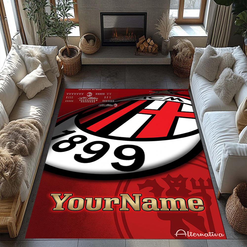 Ac Milan Personalized Name Area Rug Perfect for Foyer Playrooms Game Room Balcony Antislip Carpet Decorate Offices Perfect Gift for Friends & Family
