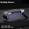 Retro Folding Reading Glasses For Men / Women Metal Frame Anti-Blue Light Eyeglasses With Free Case
