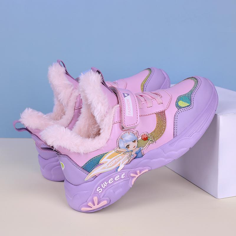 Autumn and Winter New Style Children's Cotton Warm Sports Running Shoes High-top Cotton Shoes Snow Shoes Children's Shoes Basketball Shoes Girl Shoes