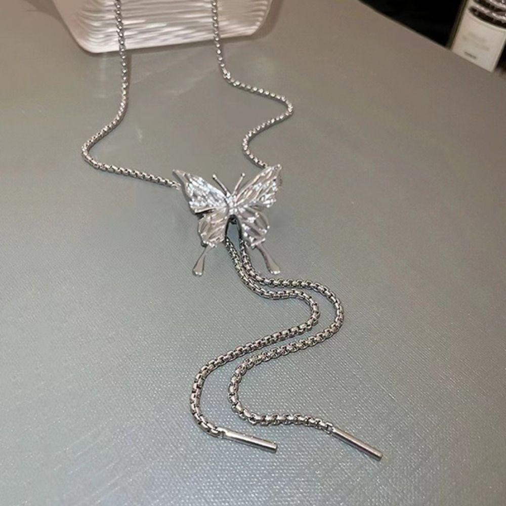 Sweet Butterfly Necklace Flower Women's Choker Adjustable Y2K Tassel Necklace Gifts