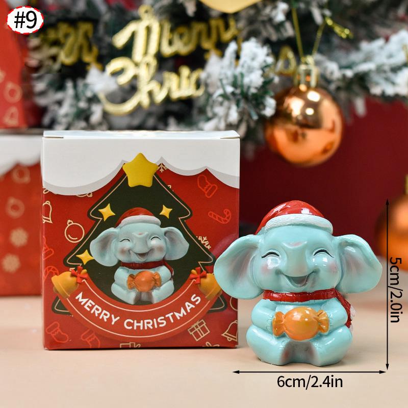 Christmas Decorations Resin Miniature Figurines Mini  Santa Claus Snowman Xmas Tree For Xmas Goodie Bag Fillers Party Favors