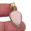 Natural Pink Opal Gemstone 925 Solid Sterling Silver Two Tone Pendant 1.50" L0Z47