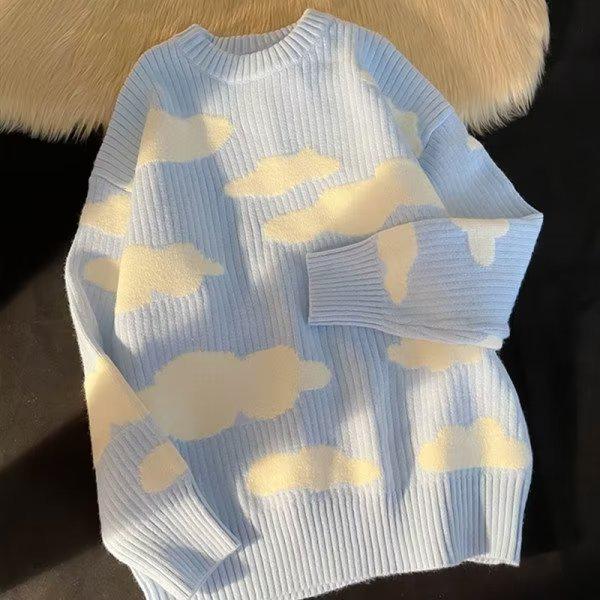 Винтажный вязаный свитер в японском стиле - унисекс ретро мода Гонконга