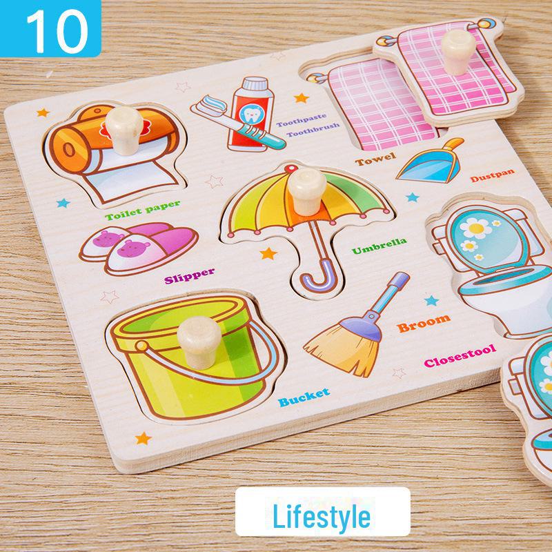 Wooden Dinosaur & Traffic Puzzle Board: Cognitive & Early Education Toy for Kids