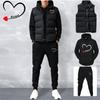 Мужские повседневные комплекты Жилет + толстовки + брюки Спортивный костюм из 3 предметов Мужской комплект спортивной одежды