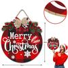 Merry Christmas Decorations Wreath Plaid Hanging Sign Rustic Wooden Holiday Decor