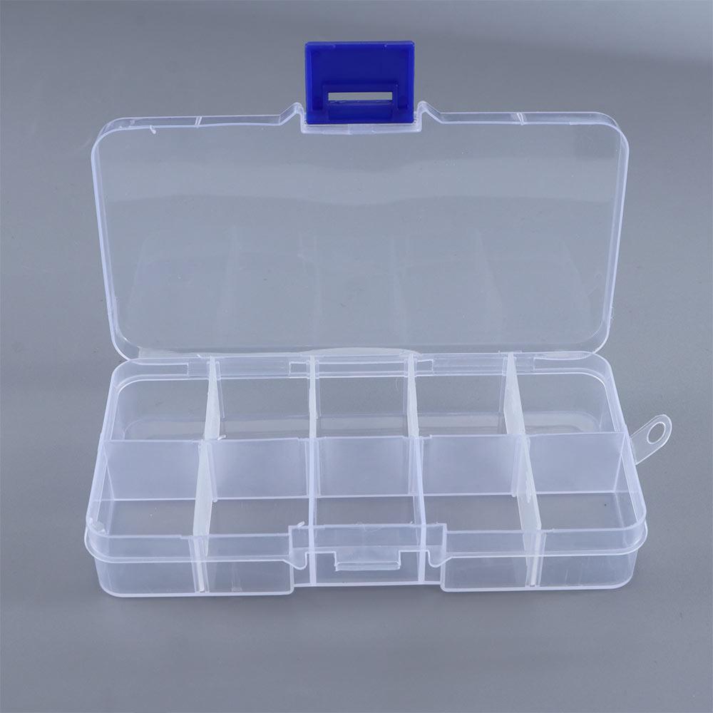 Storage Case Detachable Plastic Square Fishing Tackle Box Fishing Box 10 Compartments Storage Box