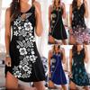 Модные женские летние свободные платья без рукавов с принтом и принтом средней длины